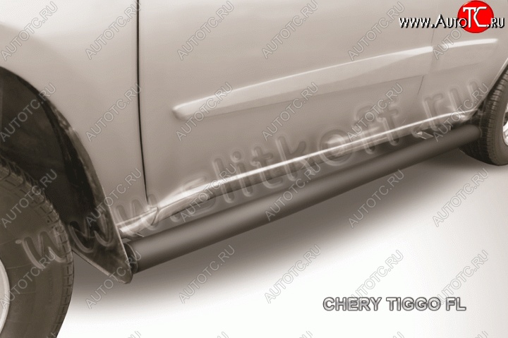 10 599 р. Защита порогов d76 труба Slitkoff  Chery Tiggo T11 (2013-2016) рестайлинг (Цвет: серебристый)  с доставкой в г. Владивосток