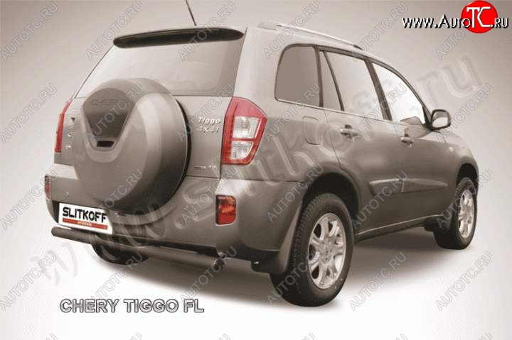 6 999 р. Защита заднего бампера из трубы d76 Slitkoff (с поступью) Chery Tiggo T11 рестайлинг (2013-2016) (Цвет: серебристый)  с доставкой в г. Владивосток