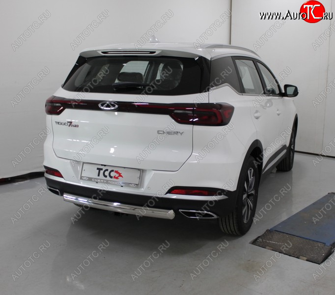 21 749 р. Защита заднего бампера (овальная, 2WD) ТСС 75х42 мм  Chery Tiggo 7 PRO (2019-2024)  с доставкой в г. Владивосток