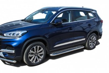 17 699 р. Защита порогов Slitkoff (Ø 57 мм, с листом)  Chery Tiggo 8  (T18) (2019-2025) рестайлинг  с доставкой в г. Владивосток. Увеличить фотографию 3