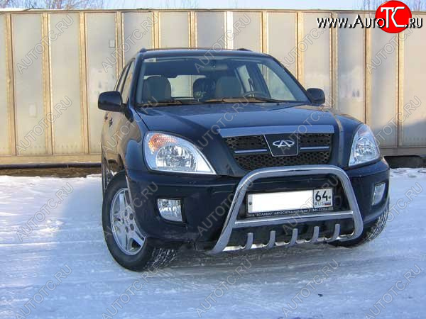 33 999 р. Кенгурятник низкий Slitkoff (Ø 57 мм, с защитой картера)  Chery Tiggo T11 (2005-2013) дорестайлинг  с доставкой в г. Владивосток