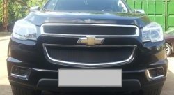 1 469 р. Сетка в решетку радиатора (верхняя) Russtal Chevrolet Trailblazer GM800 дорестайлинг (2012-2016) (черная)  с доставкой в г. Владивосток. Увеличить фотографию 2