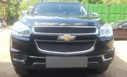 1 469 р. Сетка в решетку радиатора (верхняя) Russtal Chevrolet Trailblazer GM800 дорестайлинг (2012-2016) (черная)  с доставкой в г. Владивосток. Увеличить фотографию 4