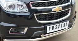 26 599 р. Защита переднего бампера (2 трубыØ63 и 42 мм, нержавейка) SLITKOFF Chevrolet Trailblazer GM800 дорестайлинг (2012-2016)  с доставкой в г. Владивосток. Увеличить фотографию 2