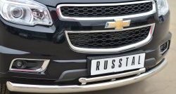 26 999 р. Защита переднего бампера (2 трубыØ76 и 42 мм, нержавейка) SLITKOFF Chevrolet Trailblazer GM800 дорестайлинг (2012-2016)  с доставкой в г. Владивосток. Увеличить фотографию 2