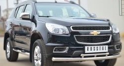 26 999 р. Защита переднего бампера (2 трубыØ76 и 42 мм, нержавейка) SLITKOFF Chevrolet Trailblazer GM800 дорестайлинг (2012-2016)  с доставкой в г. Владивосток. Увеличить фотографию 4