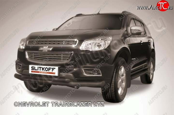 12 699 р. Защита переднего бампера d76 и d57 Slitkoff Chevrolet Trailblazer GM800 дорестайлинг (2012-2016) (Цвет: серебристый)  с доставкой в г. Владивосток