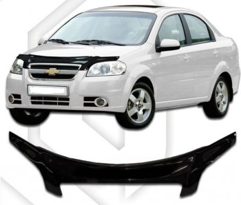 Дефлектор капота CA-Plastiс exclusive Chevrolet (Шевролет) Aveo (Авео)  T250 (2006-2011) T250 седан рестайлинг