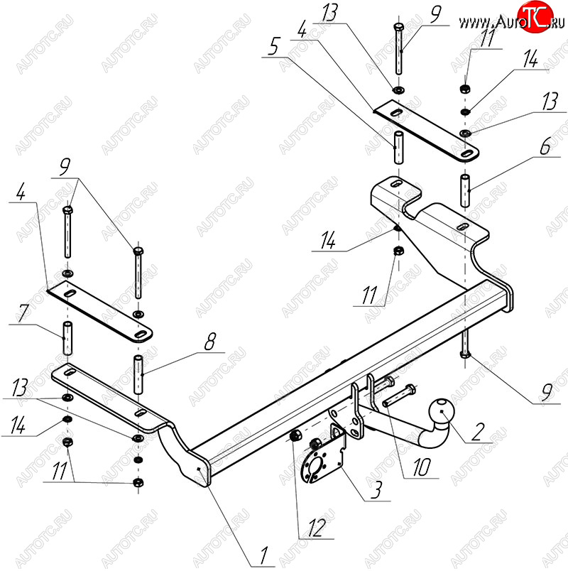 7 649 р. Фаркоп Avtos (съемный шар тип A)  Chevrolet Aveo  T250 (2006-2011) седан рестайлинг (Без электропроводки)  с доставкой в г. Владивосток