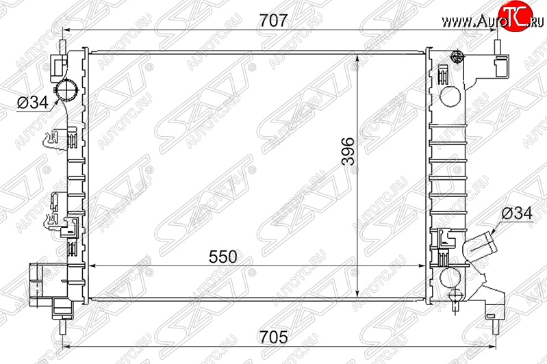 5 549 р. Радиатор двигателя SAT (трубчатый, 1.2/1.4, МКПП) Chevrolet Aveo T300 седан (2011-2015)  с доставкой в г. Владивосток