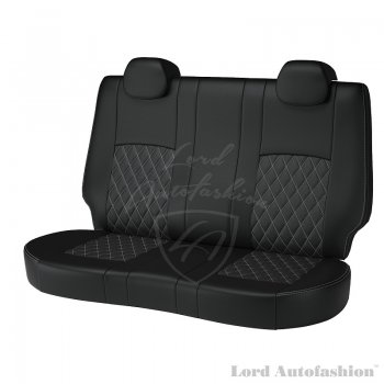 9 449 р. Чехлы для сидений Lord Autofashion Турин Ромб (экокожа)  Chevrolet Aveo  T300 (2011-2015) седан, хэтчбек (Черный, вставка черная, строчка серая)  с доставкой в г. Владивосток. Увеличить фотографию 2