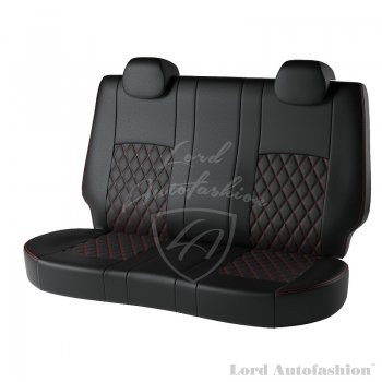 9 449 р. Чехлы для сидений Lord Autofashion Турин Ромб (экокожа)  Chevrolet Aveo ( T200,  T250) (2002-2011) хэтчбек 5 дв, хэтчбек 5 дв рестайлинг (Черный, вставка черная, строчка красная)  с доставкой в г. Владивосток. Увеличить фотографию 2