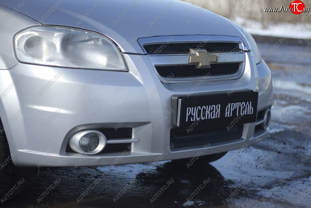 1 039 р. Защитная сетка решетки переднего бампера RA  Chevrolet Aveo  T250 (2006-2011) седан рестайлинг  с доставкой в г. Владивосток