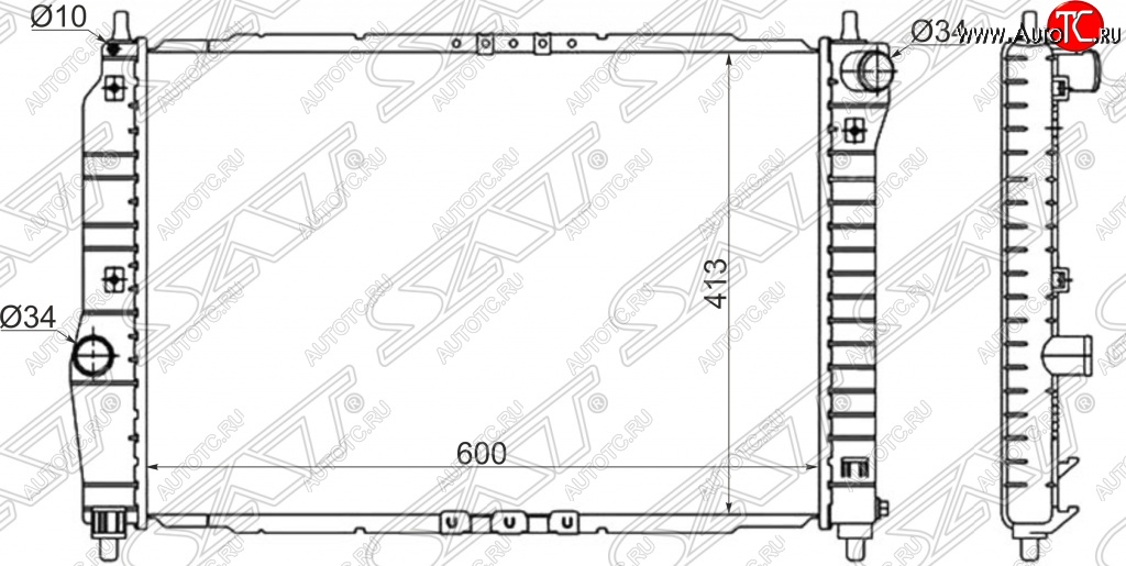 3 589 р. Радиатор двигателя SAT (трубчатый, 1.4, МКПП)  Chevrolet Aveo  T200 (2002-2008), Daewoo Kalos (2002-2008)  с доставкой в г. Владивосток