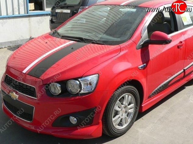 3 699 р. Накладка на передний бампер CT Chevrolet Aveo T300 седан (2011-2015) (Неокрашенная)  с доставкой в г. Владивосток