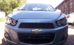 1 469 р. Сетка в решетку радиатора Russtal  Chevrolet Aveo  T300 (2011-2015) седан, хэтчбек (черная)  с доставкой в г. Владивосток. Увеличить фотографию 3