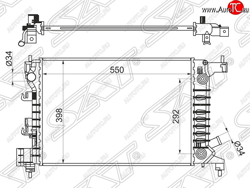 8 849 р. Радиатор двигателя SAT (пластинчатый, 1.2/1.4, АКПП) Chevrolet Aveo T300 седан (2011-2015)  с доставкой в г. Владивосток