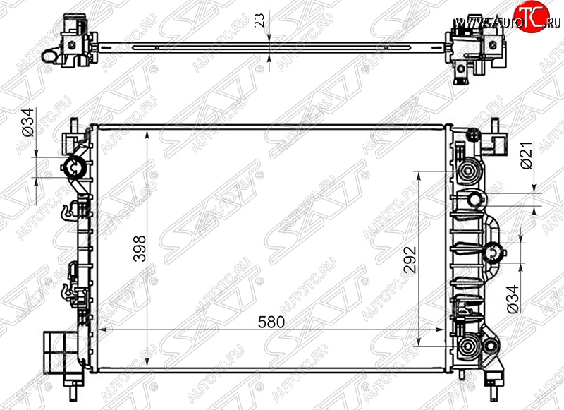 5 699 р. Радиатор двигателя SAT (трубчатый, 1.6, МКПП/АКПП) Chevrolet Aveo T300 седан (2011-2015)  с доставкой в г. Владивосток