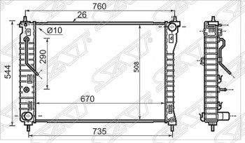 Радиатор двигателя SAT (трубчатый, 2.4/3.2) Chevrolet Captiva 1-ый рестайлинг (2011-2013)