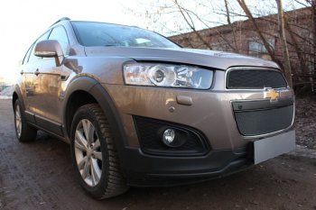 Защитная сетка радиатора в бампер Стрелка 11 Премиум (алюминий) Chevrolet Captiva 2-ой рестайлинг (2013-2016)