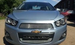 3 199 р. Сетка на бампер Russtal (хром)  Chevrolet Captiva (2013-2016) 2-ой рестайлинг  с доставкой в г. Владивосток. Увеличить фотографию 3