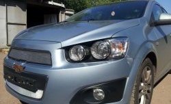 3 199 р. Сетка на бампер Russtal (хром)  Chevrolet Captiva (2013-2016) 2-ой рестайлинг  с доставкой в г. Владивосток. Увеличить фотографию 4