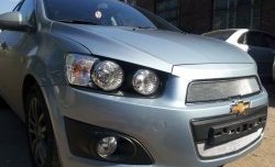 3 199 р. Сетка на бампер Russtal (хром)  Chevrolet Captiva (2013-2016) 2-ой рестайлинг  с доставкой в г. Владивосток. Увеличить фотографию 5