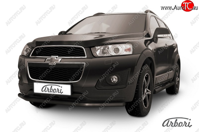 6 389 р. Защита переднего бампера Arbori (черная, 1 труба d57 mm). Chevrolet Captiva 2-ой рестайлинг (2013-2016)  с доставкой в г. Владивосток