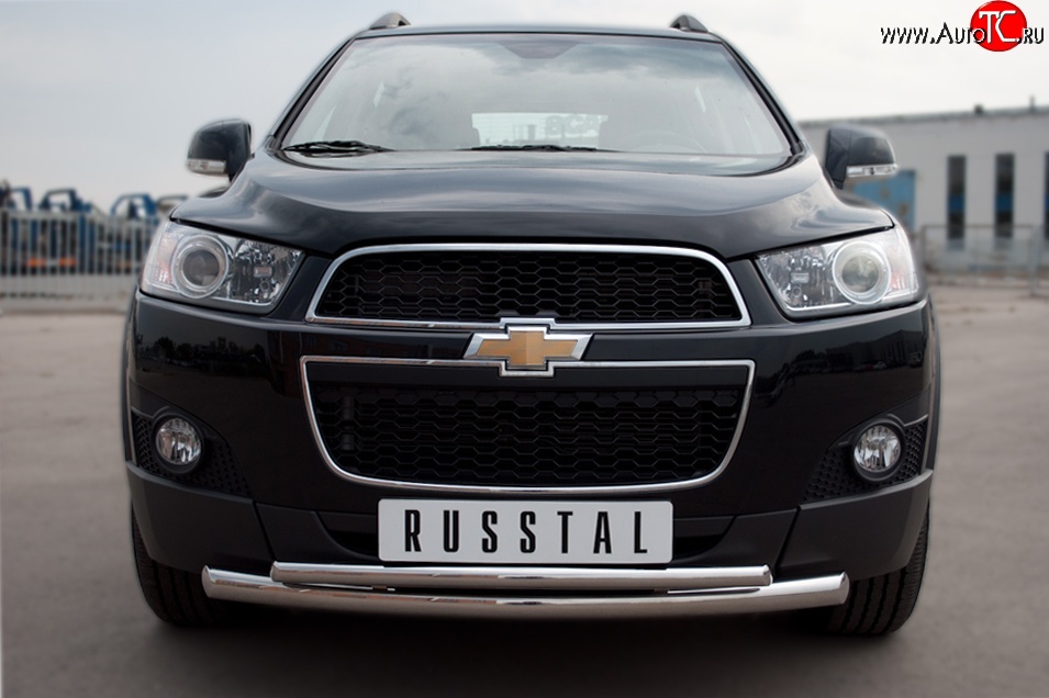 20 099 р. Защита переднего бампера (2 трубыØ63 и 42 мм, нержавейка) SLITKOFF  Chevrolet Captiva (2006-2011)  дорестайлинг  с доставкой в г. Владивосток