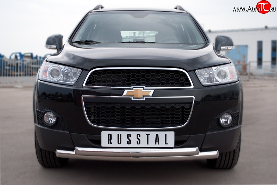 18 799 р. Защита переднего бампера (2 трубыØ63 мм, нержавейка) SLITKOFF  Chevrolet Captiva (2011-2013) 1-ый рестайлинг  с доставкой в г. Владивосток