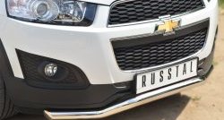 16 999 р. Защита переднего бампера (Ø63 мм волна, нержавейка) SLITKOFF Chevrolet Captiva 2-ой рестайлинг (2013-2016)  с доставкой в г. Владивосток. Увеличить фотографию 2