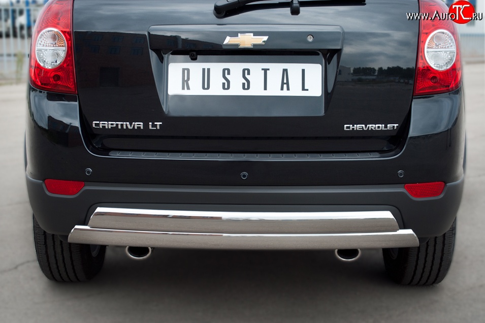 25 999 р. Защита заднего бампера (2 трубы Ø76х42 мм, нержавейка) Russtal Chevrolet Captiva 1-ый рестайлинг (2011-2013)  с доставкой в г. Владивосток