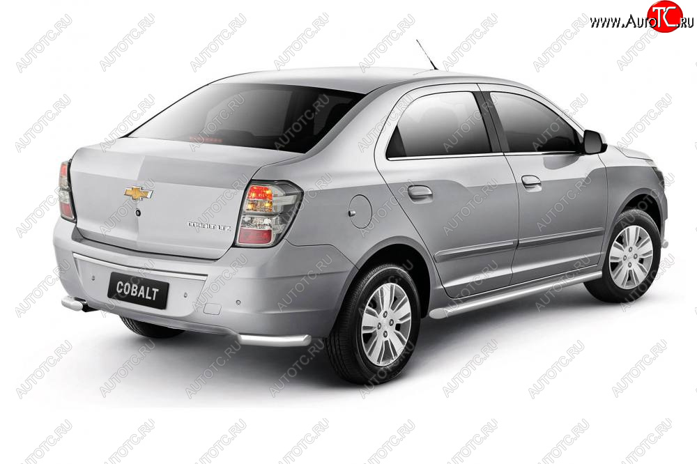 9 549 р. Защита заднего бампера Petroil Tuning (уголки Ø51)  Chevrolet Cobalt (2019-2023) седан 2-ой рестайлинг (Нержавейка)  с доставкой в г. Владивосток