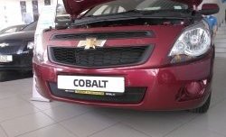 2 089 р. Нижняя сетка на бампер Russtal (черная) Chevrolet Cobalt седан дорестайлинг (2011-2016)  с доставкой в г. Владивосток. Увеличить фотографию 2