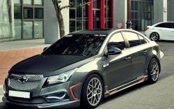 4 199 р. Пороги накладки CT Chevrolet Cruze J300 седан рестайлинг (2012-2015) (Неокрашенные)  с доставкой в г. Владивосток. Увеличить фотографию 2