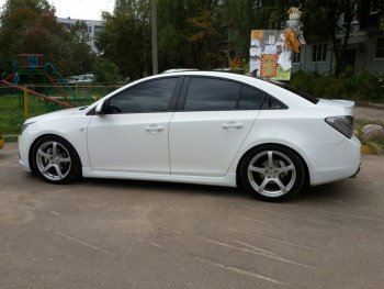 4 099 р. Пороги накладки пластиковые CT Chevrolet Cruze J305 хэтчбек рестайлинг (2012-2015) (Неокрашенные)  с доставкой в г. Владивосток. Увеличить фотографию 3