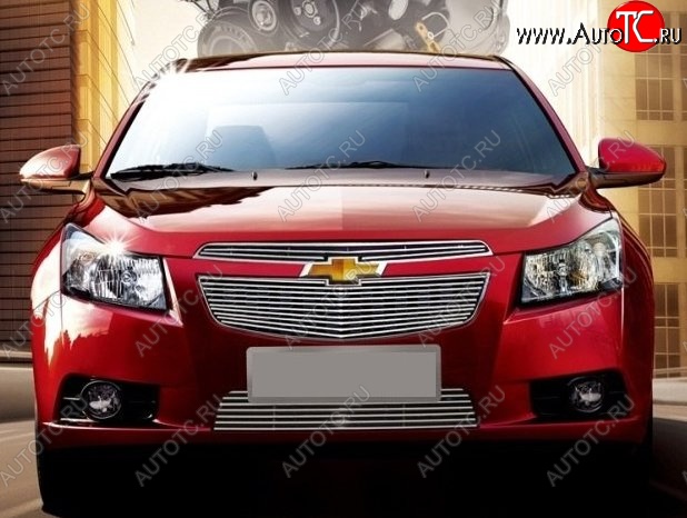 6 749 р. Декоративные вставки решетки радиатора и переднего бампера CT Chevrolet Cruze J300 седан рестайлинг (2012-2015) (Неокрашенная)  с доставкой в г. Владивосток