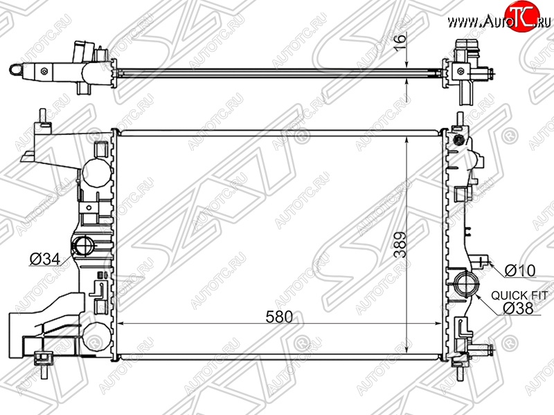 5 699 р. Радиатор двигателя SAT (трубчатый, 1.4/1.6/1.8, МКПП) Chevrolet Cruze J300 седан дорестайлинг (2009-2012)  с доставкой в г. Владивосток