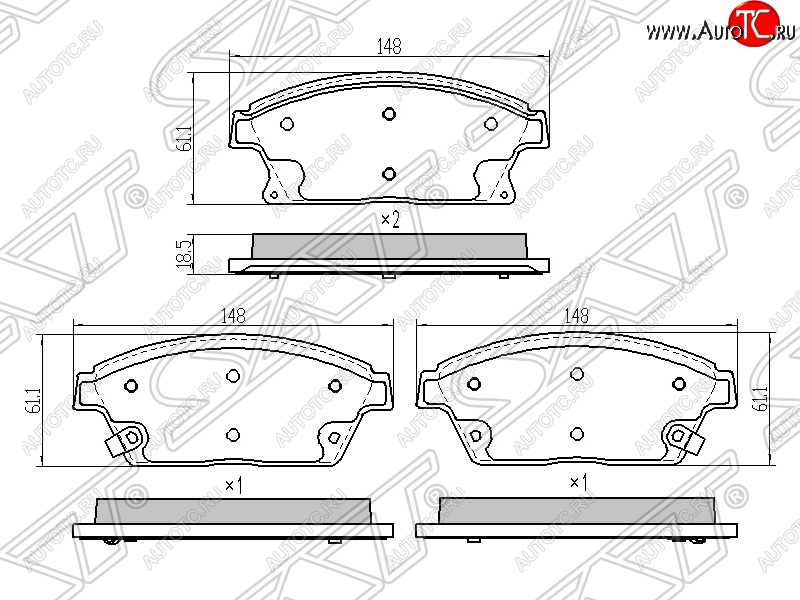 1 429 р. Колодки тормозные передние SAT (диски 300мм)  Chevrolet Aveo (T250,  T300), Cruze (J300,  J305,  J308), Opel Astra (J)  с доставкой в г. Владивосток