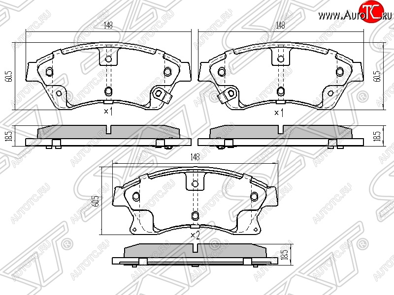 1 589 р. Колодки тормозные передние SAT (диски 276мм)  Chevrolet Aveo (T300), Cruze (J300,  J305,  J308,  D2LC-K), Opel Astra (J)  с доставкой в г. Владивосток