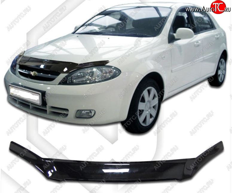 1 999 р. Дефлектор капота CA-Plastic Chevrolet Lacetti хэтчбек (2002-2013) (Classic черный, Без надписи)  с доставкой в г. Владивосток