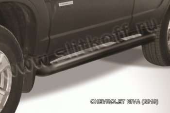 10 599 р. Защита порогов d76 труба Slitkoff  Chevrolet Niva  2123 (2009-2020) рестайлинг (Нержавейка, Полированная)  с доставкой в г. Владивосток. Увеличить фотографию 1