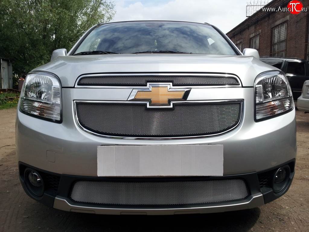 1 539 р. Сетка в решетку радиатора (нижняя) Russtal  Chevrolet Orlando (2011-2018) (хром)  с доставкой в г. Владивосток