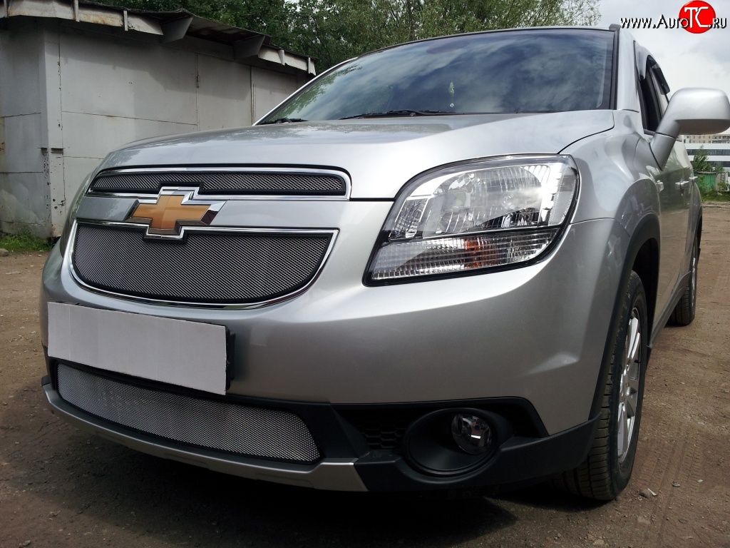 1 449 р. Сетка в решетку радиатора (верхняя) Russtal  Chevrolet Orlando (2011-2018) (хром)  с доставкой в г. Владивосток