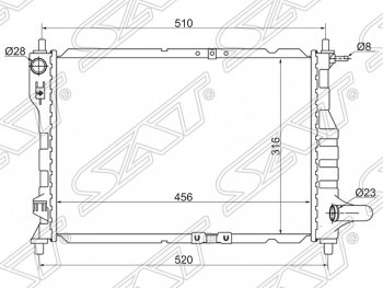 Радиатор двигателя SAT (трубчатый, МКПП/АКПП) Chevrolet Spark M300 дорестайлинг (2010-2015)