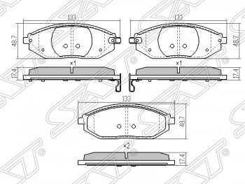 999 р. Колодки тормозные SAT (передние)  Chevrolet Spark  M300 (2010-2015) дорестайлинг  с доставкой в г. Владивосток. Увеличить фотографию 1