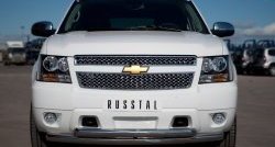 Защита переднего бампера (2 трубыØ76 мм, нержавейка) SLITKOFF Chevrolet (Шевролет) Tahoe (Тахо)  GMT900 (2006-2013) GMT900 5 дв.