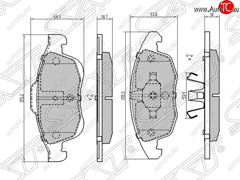 1 299 р. Комплект тормозных колодок SAT (передние)  CITROEN Berlingo  B9 - DS5  PF2  с доставкой в г. Владивосток