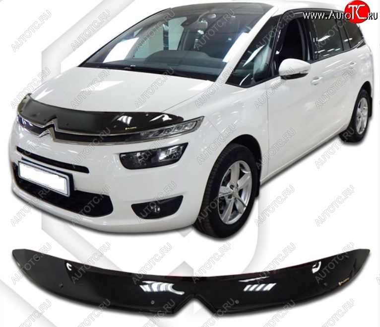 2 079 р. Дефлектор капота CA-Plastiс  CITROEN C4 picasso  3D (2014-2018) минивэн дорестайлинг, минивэн рестайлинг (Classic черный, Без надписи)  с доставкой в г. Владивосток