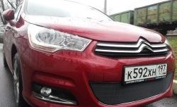 1 469 р. Сетка на бампер (хетчбек) Russtal (черная)  CITROEN C4  B7 (2011-2018) хэтчбэк 5 дв.  с доставкой в г. Владивосток. Увеличить фотографию 2